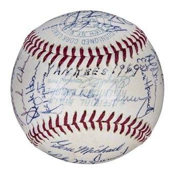 1969 New York Yankees Team Signed OAL Cronin Baseball With 29 Signatures (PSA/DNA)